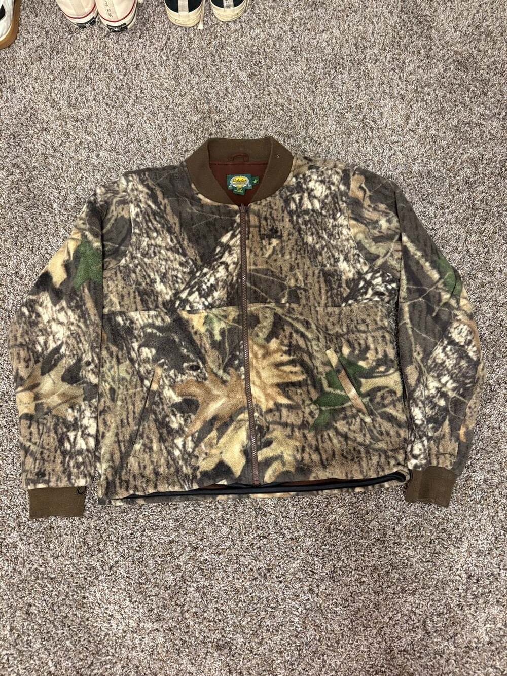 Vintage Cabela's Realtree Camo Fleece Zip Bomber Jacket